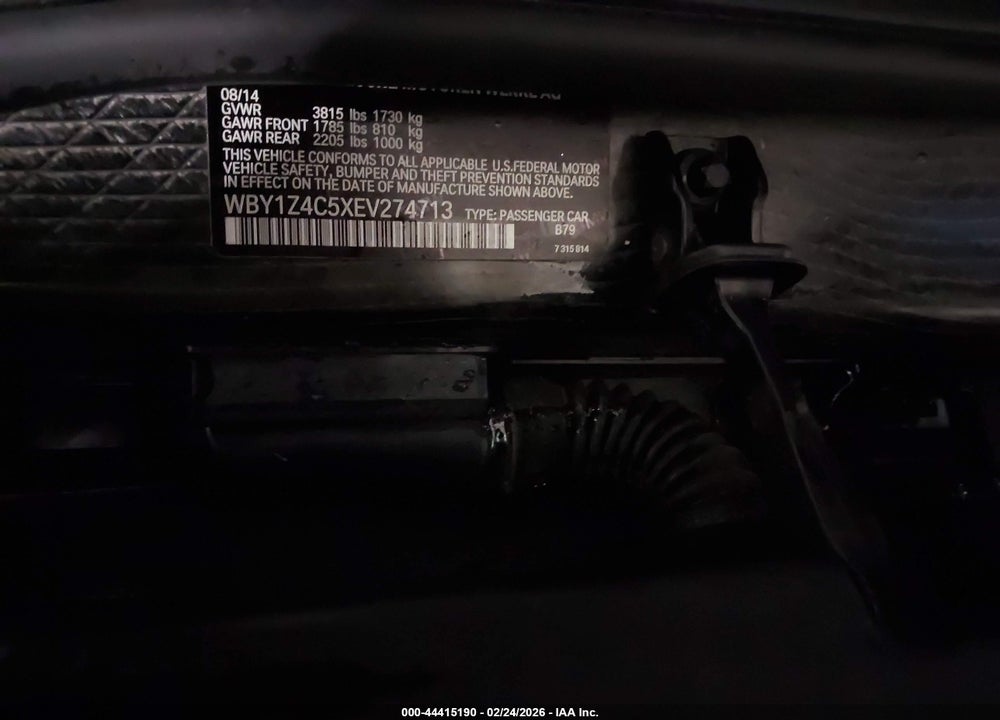 2014 BMW I3 BASE W/RANGE EXTENDER VIN: WBY1Z4C5XEV274713
