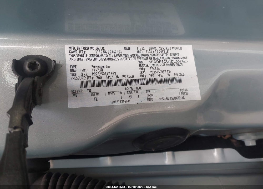 2013 FORD C-MAX ENERGI SEL VIN: 1FADP5CU1DL557423