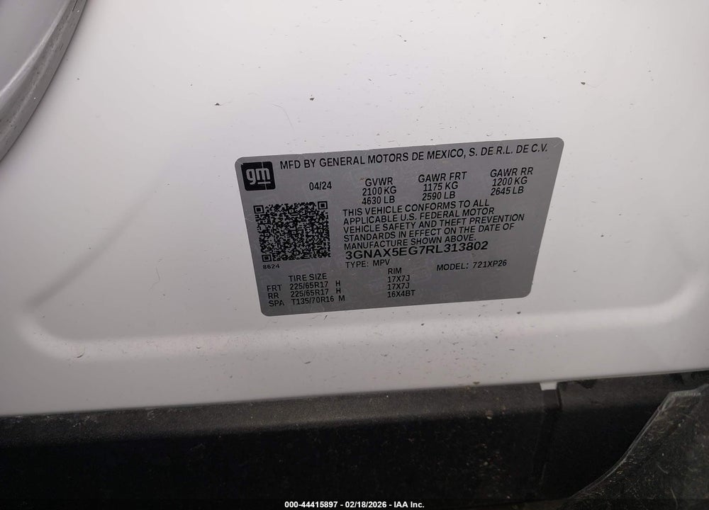 2024 CHEVROLET EQUINOX AWD 1FL VIN: 3GNAX5EG7RL313802