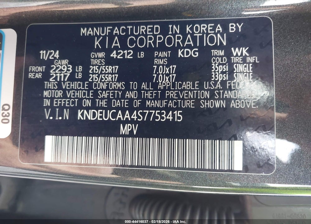 2025 KIA SELTOS S VIN: KNDEUCAA4S7753415