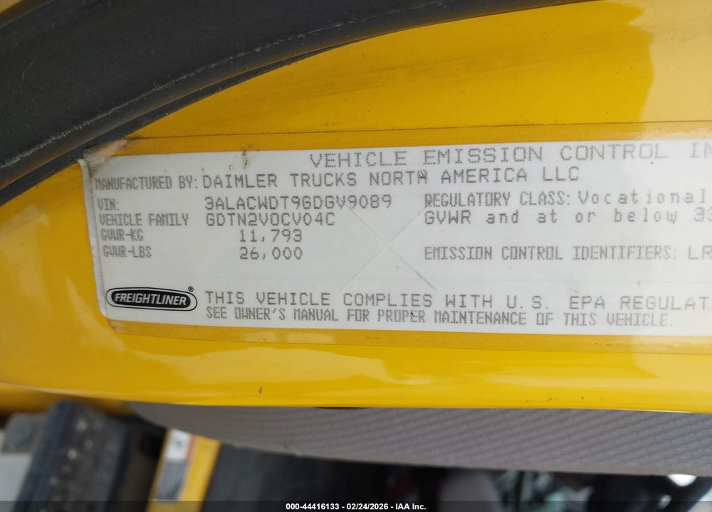 2016 FREIGHTLINER M2 106 MEDIUM DUTY VIN: 3ALACWDT9GDGV9089