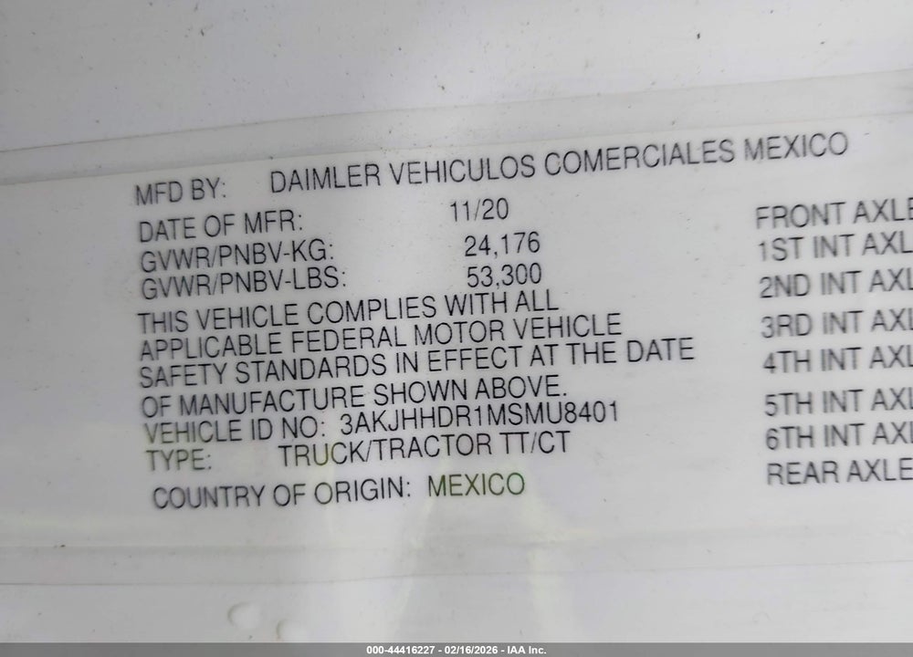 2021 FREIGHTLINER CASCADIA 1 VIN: 3AKJHHDR1MSMU8401