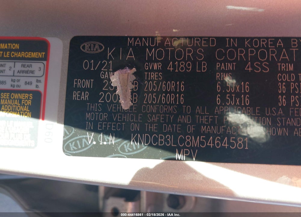 2021 KIA NIRO LXS VIN: KNDCB3LC8M5464581