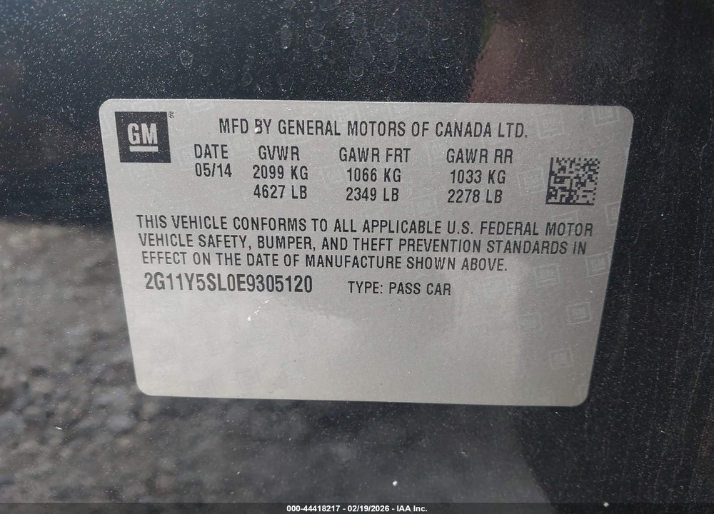 2014 CHEVROLET IMPALA 1LS VIN: 2G11Y5SL0E9305120
