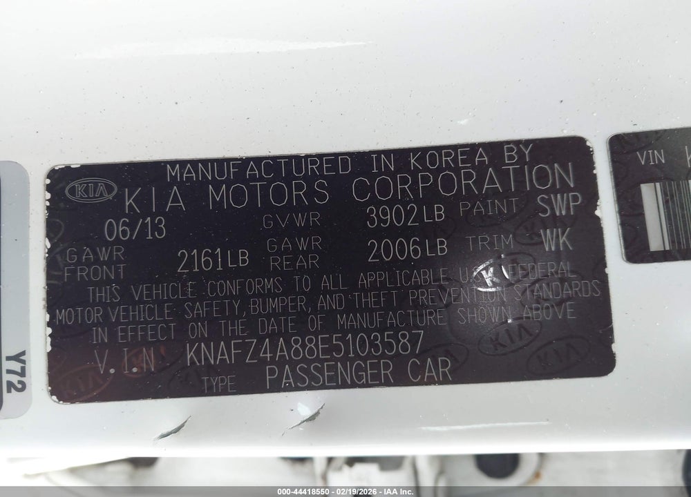 2014 KIA FORTE EX VIN: KNAFZ4A88E5103587