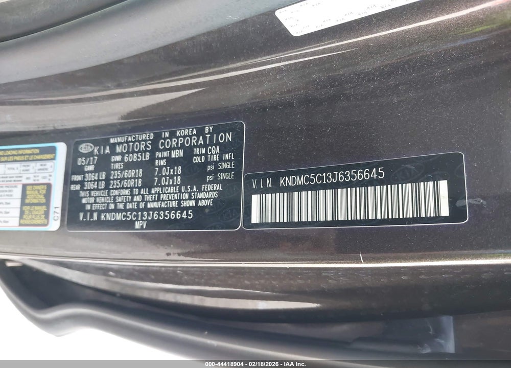 2018 KIA SEDONA SX VIN: KNDMC5C13J6356645