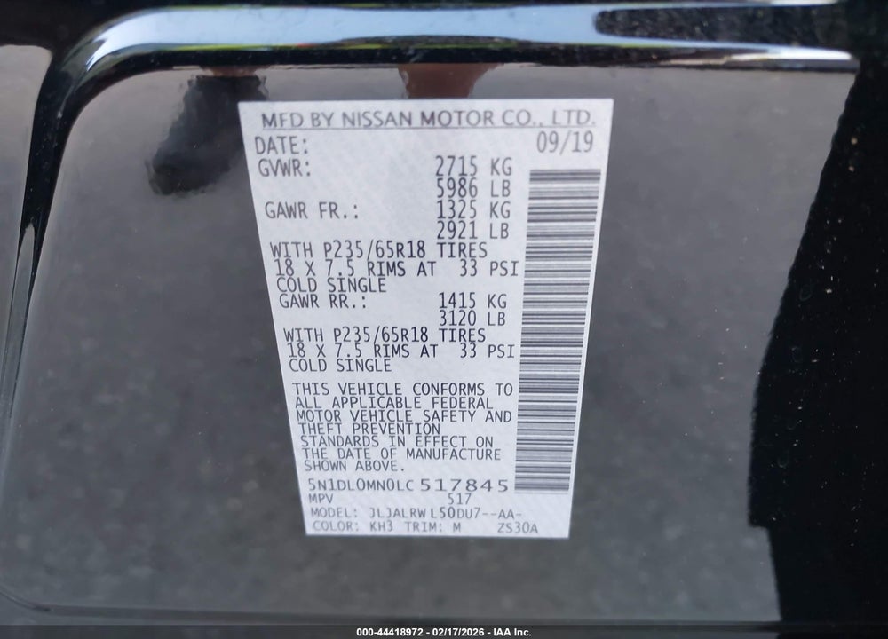2020 INFINITI QX60 LUXE VIN: 5N1DL0MN0LC517845
