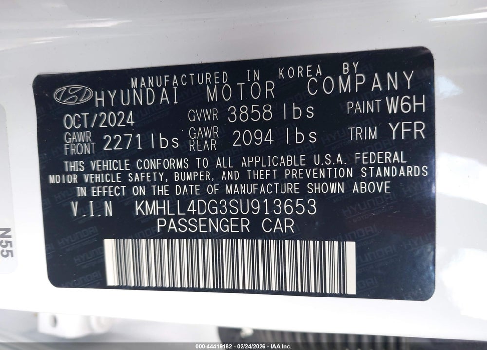 2025 HYUNDAI ELANTRA SE VIN: KMHLL4DG3SU913653