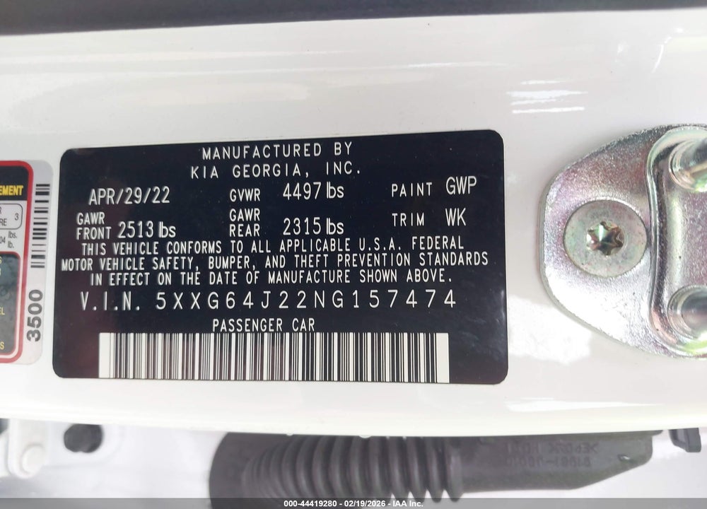 2022 KIA K5 GT-LINE VIN: 5XXG64J22NG157474