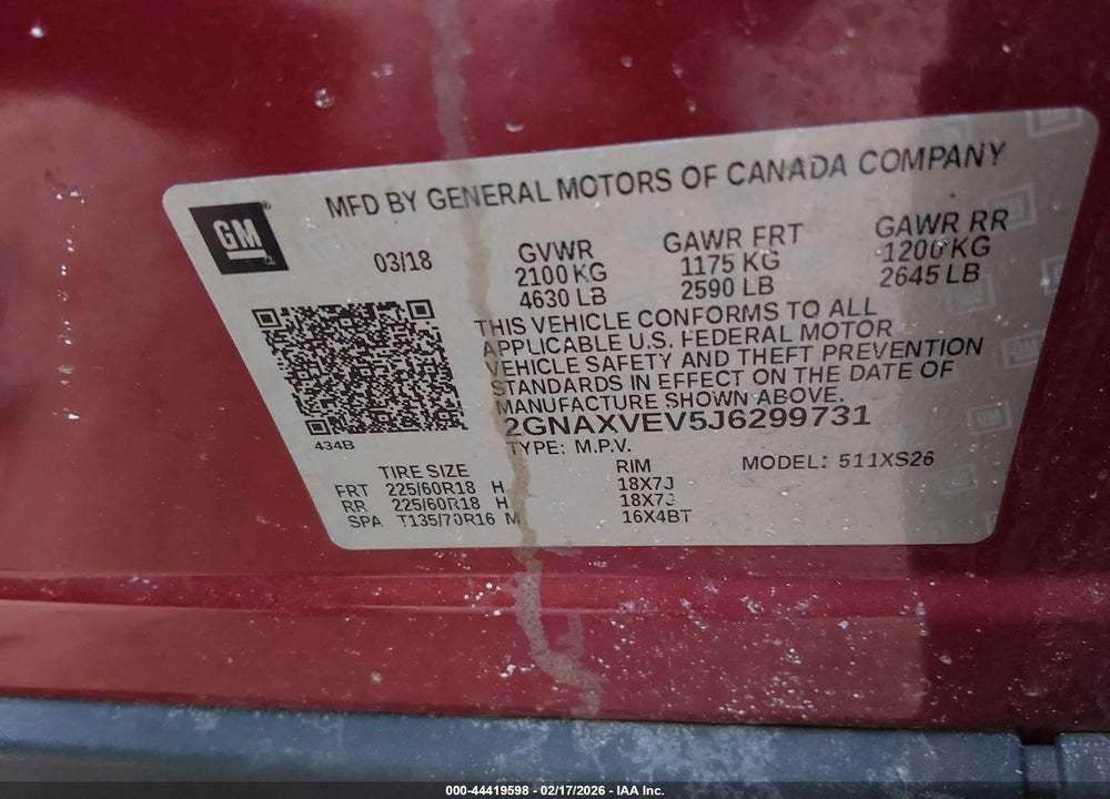 2018 CHEVROLET EQUINOX PREMIER VIN: 2GNAXVEV5J6299731