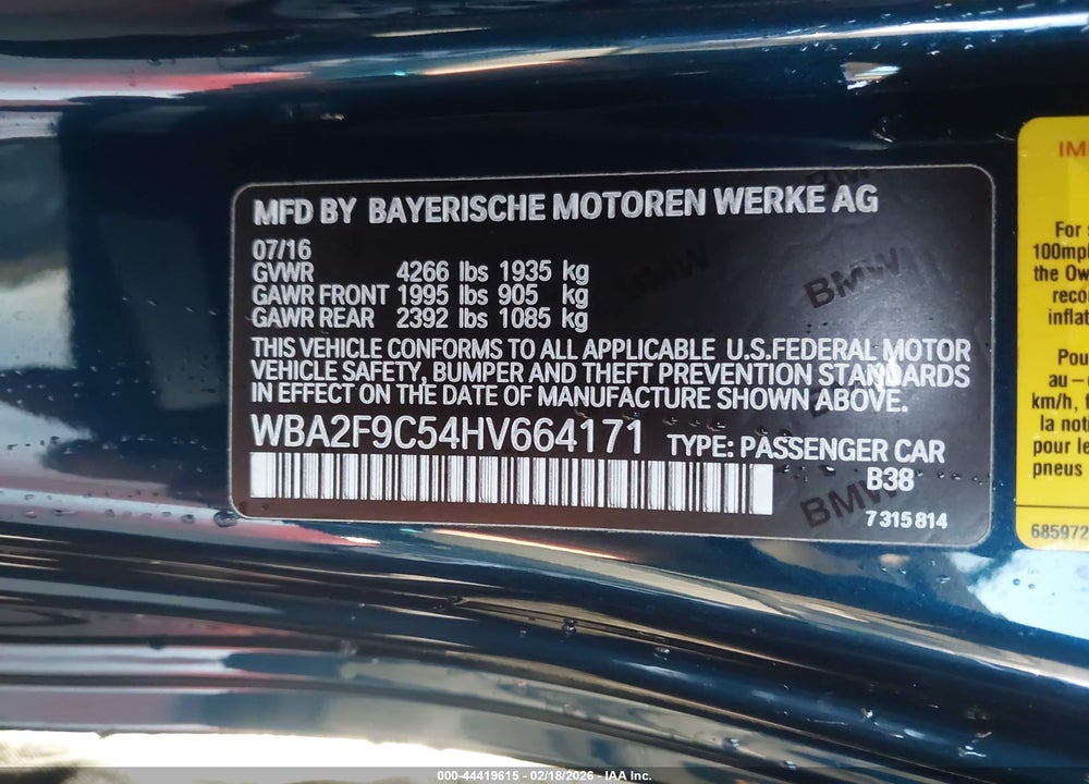2017 BMW 230I VIN: WBA2F9C54HV664171