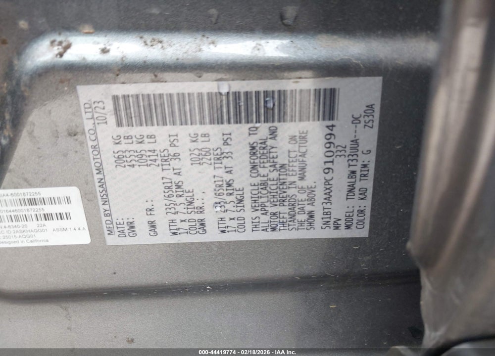 2023 NISSAN ROGUE S FWD VIN: 5N1BT3AAXPC910994