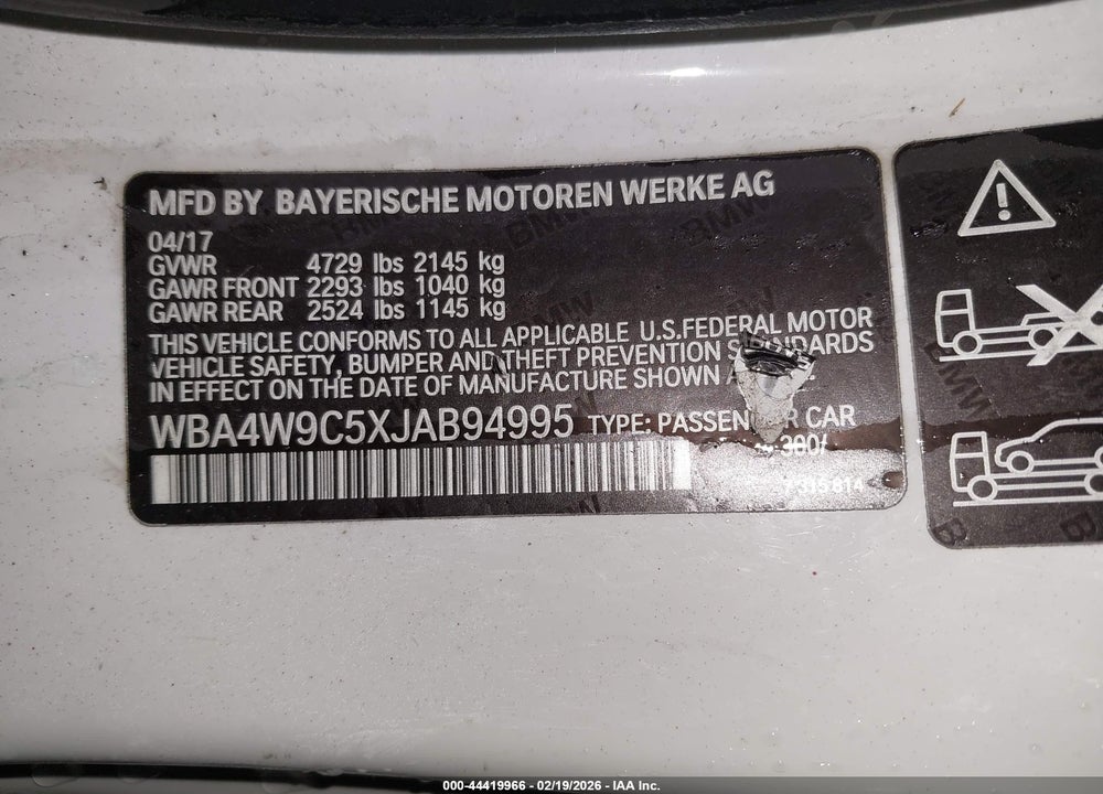 2018 BMW 440I XDRIVE VIN: WBA4W9C5XJAB94995
