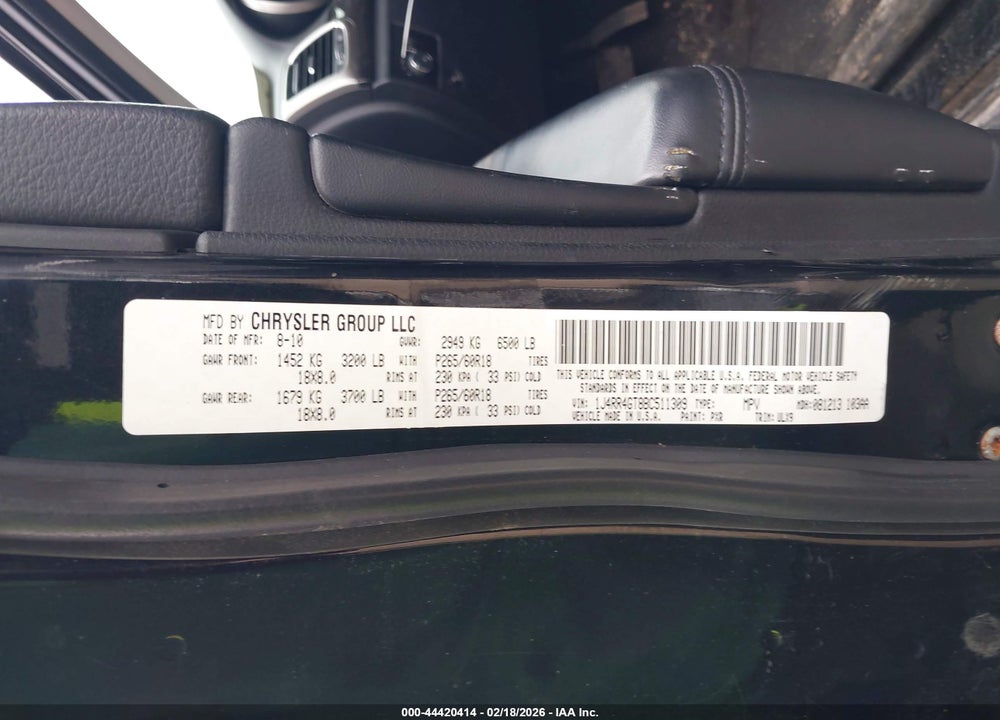 2011 JEEP GRAND CHEROKEE LAREDO VIN: 1J4RR4GT8BC511309