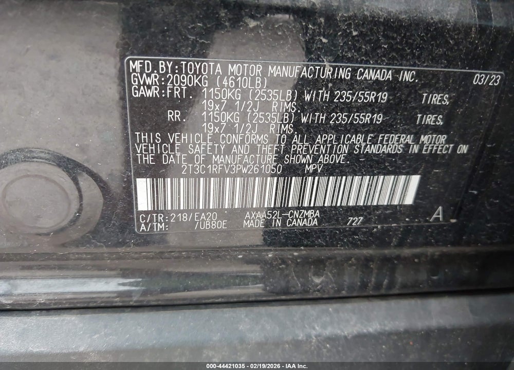 2023 TOYOTA RAV4 XLE PREMIUM VIN: 2T3C1RFV3PW261050
