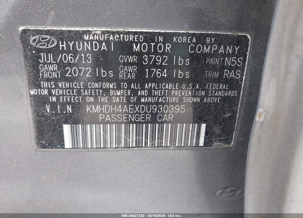 2013 HYUNDAI ELANTRA GLS VIN: KMHDH4AEXDU930395