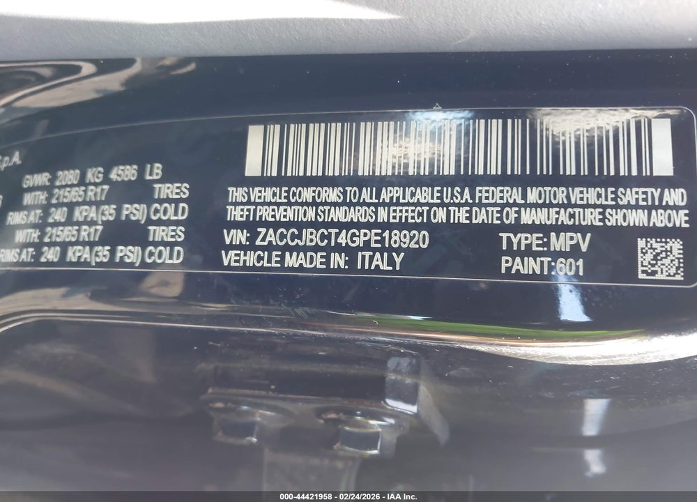 2016 JEEP RENEGADE TRAILHAWK VIN: ZACCJBCT4GPE18920
