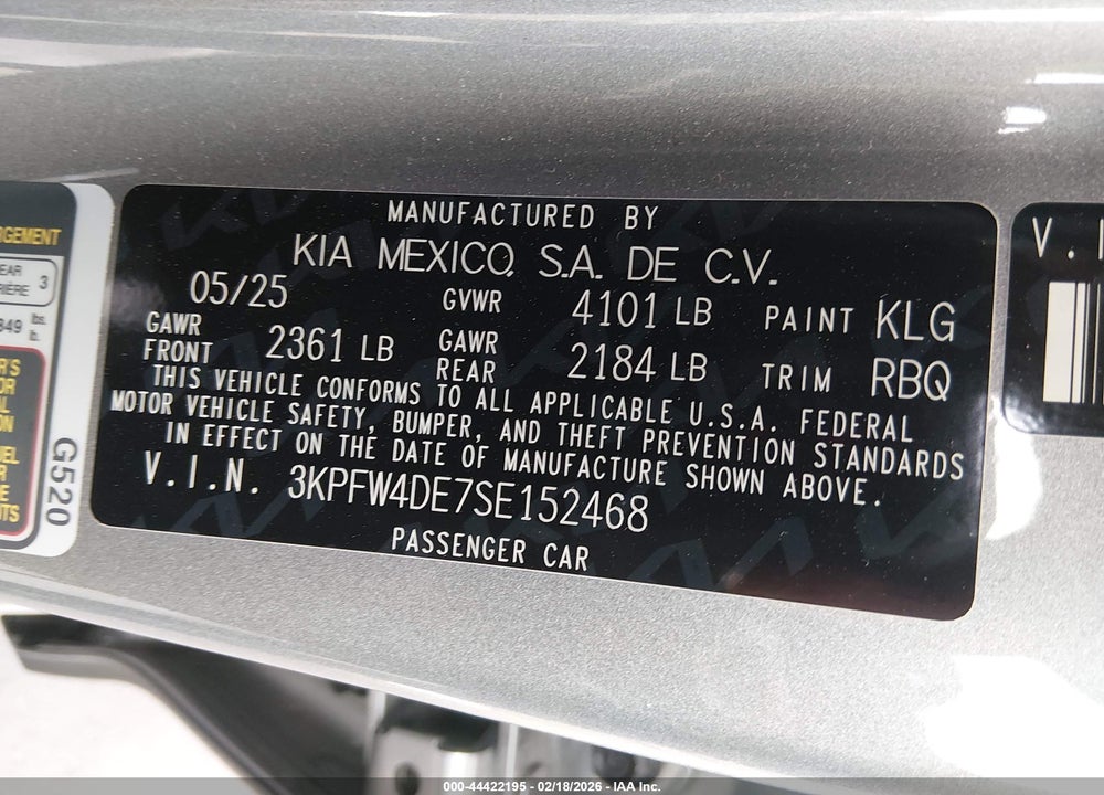 2025 KIA K4 GT-LINE VIN: 3KPFW4DE7SE152468