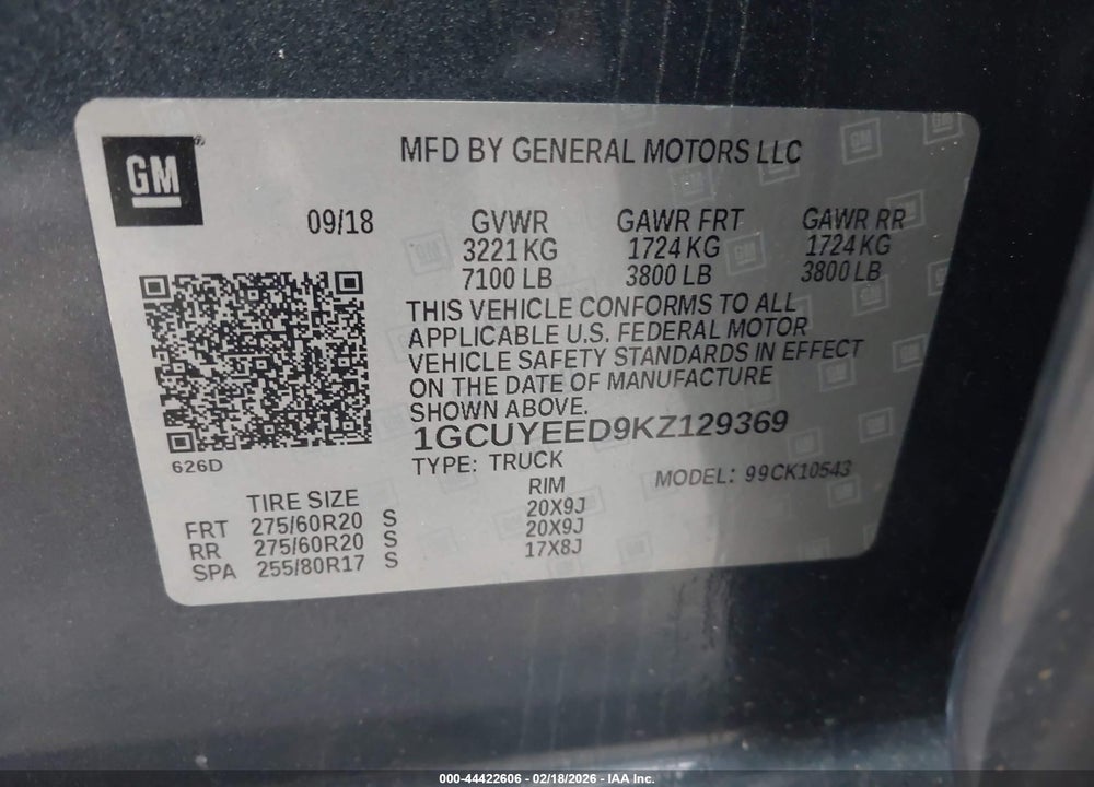 2019 CHEVROLET SILVERADO 1500 RST VIN: 1GCUYEED9KZ129369