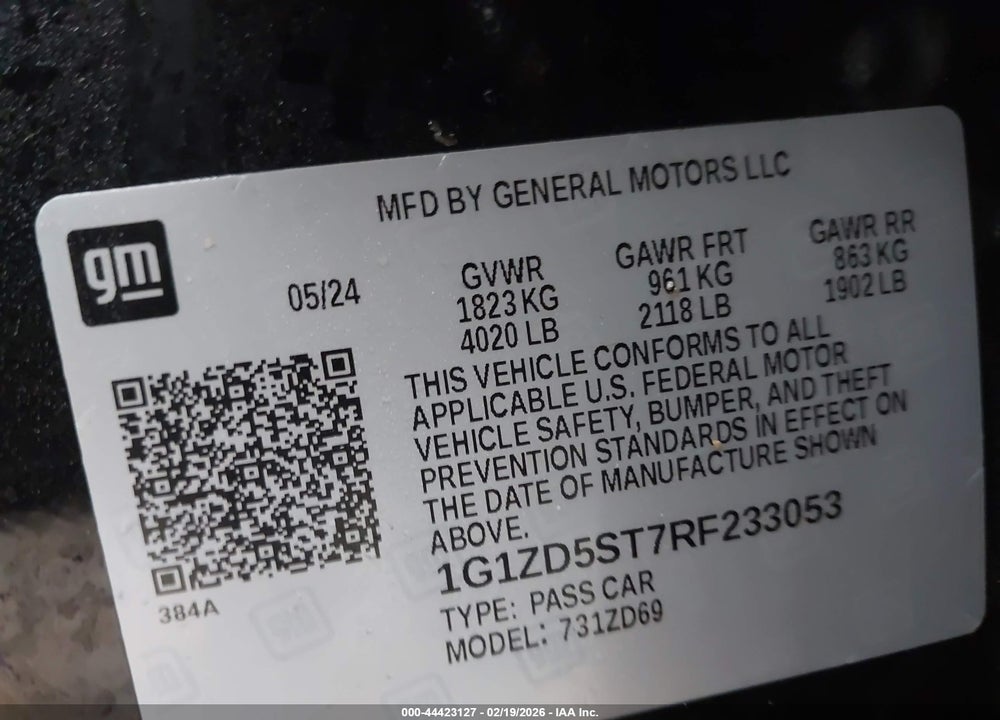 2024 CHEVROLET MALIBU FWD 1LT VIN: 1G1ZD5ST7RF233053