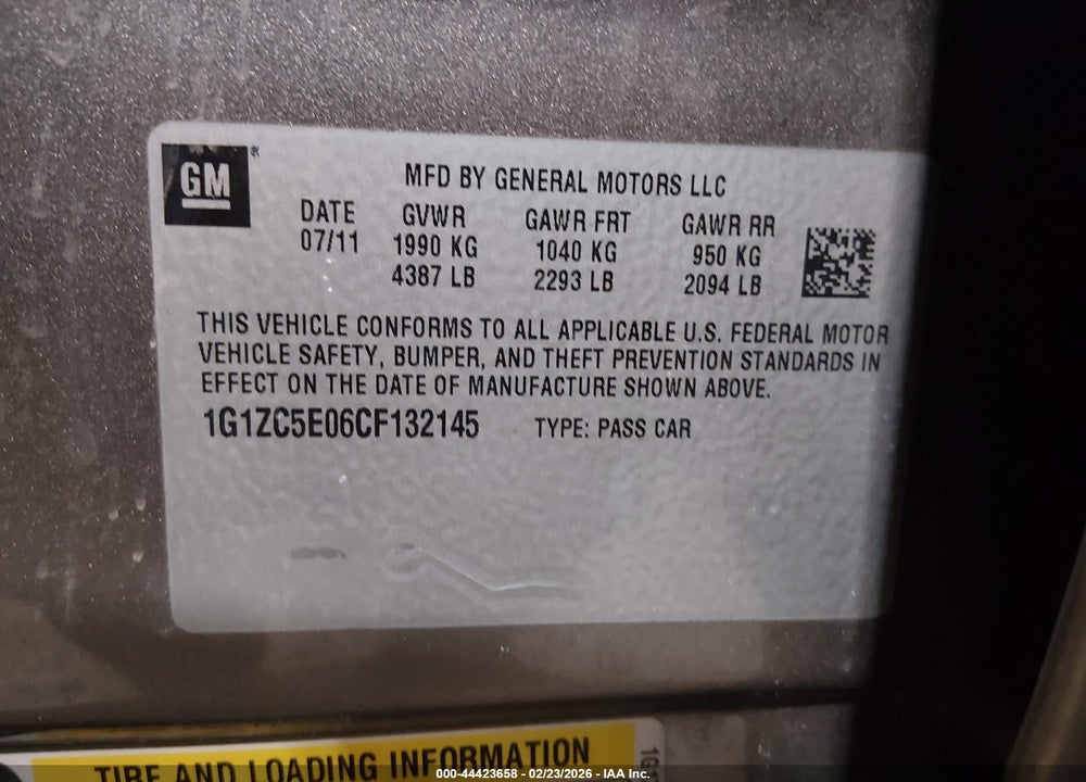 2012 CHEVROLET MALIBU 1LT VIN: 1G1ZC5E06CF132145