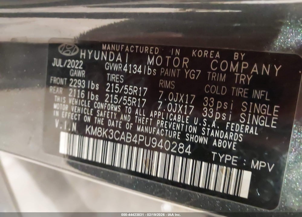 2023 HYUNDAI KONA SEL VIN: KM8K3CAB4PU940284