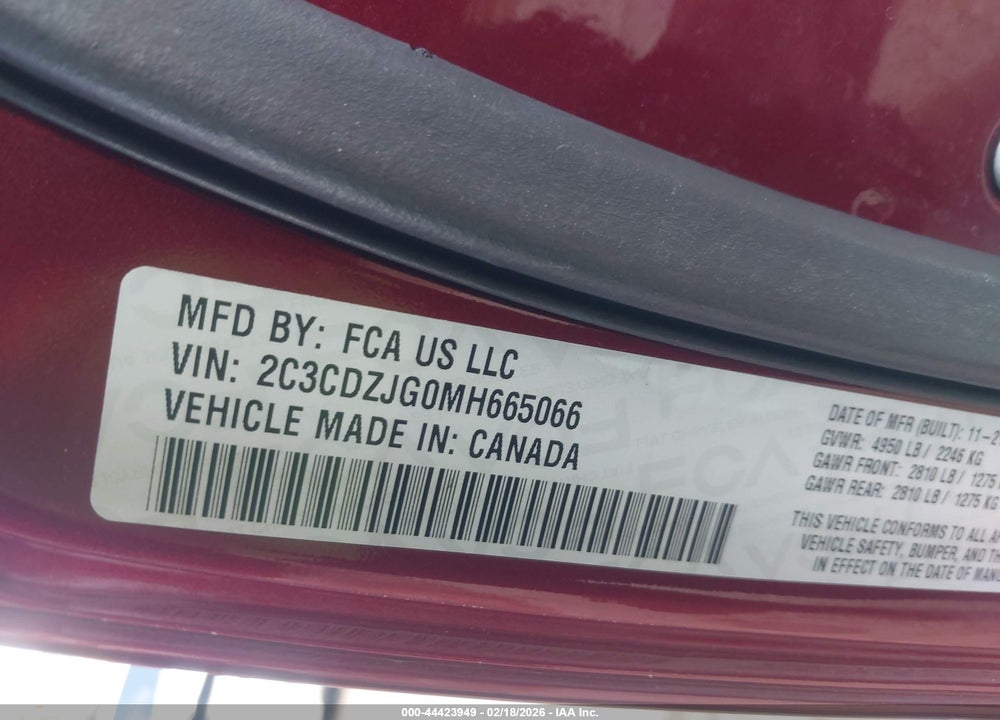 2021 DODGE CHALLENGER GT VIN: 2C3CDZJG0MH665066