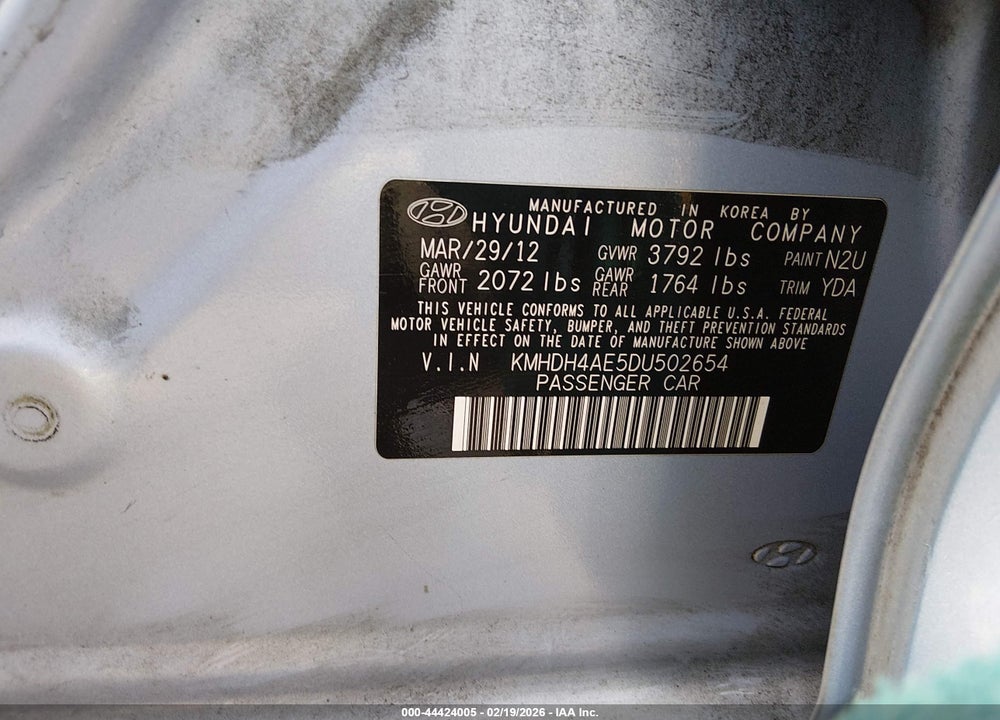 2013 HYUNDAI ELANTRA GLS/LIMITED VIN: KMHDH4AE5DU502654