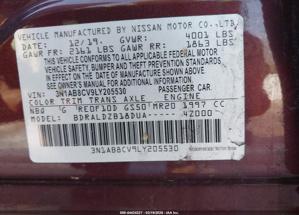 2020 NISSAN SENTRA SV XTRONIC CVT VIN: 3N1AB8CV9LY205530