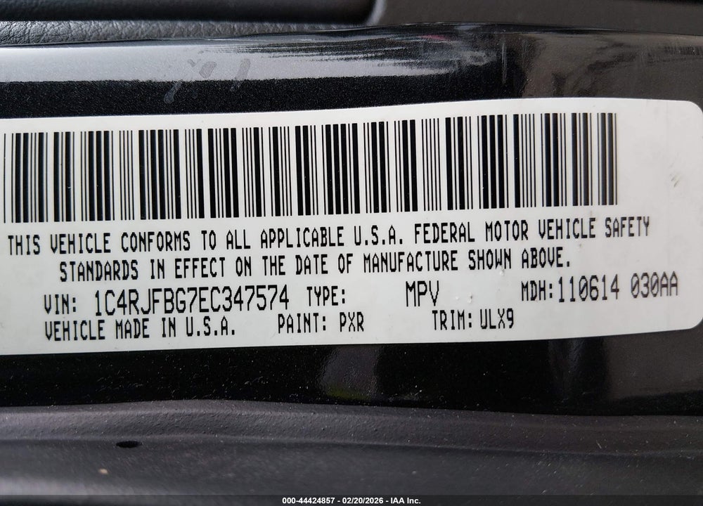 2014 JEEP GRAND CHEROKEE LIMITED VIN: 1C4RJFBG7EC347574