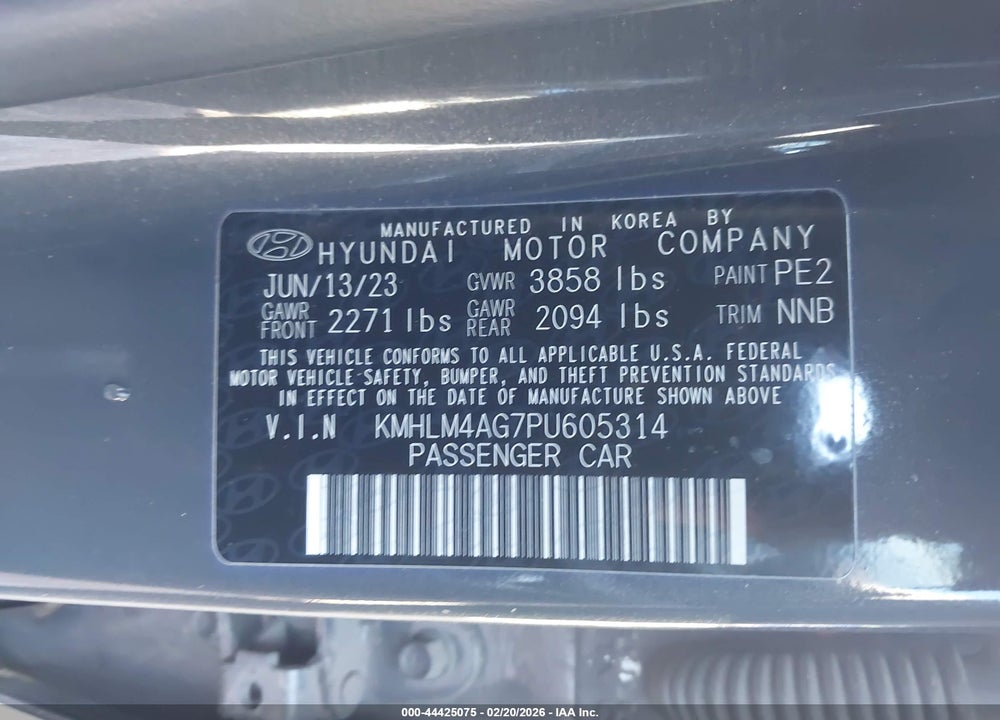 2023 HYUNDAI ELANTRA SEL VIN: KMHLM4AG7PU605314