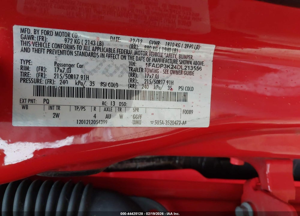 2013 FORD FOCUS SE VIN: 1FADP3K24DL213556
