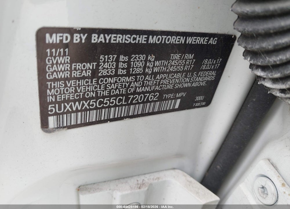 2012 BMW X3 XDRIVE28I VIN: 5UXWX5C55CL720762