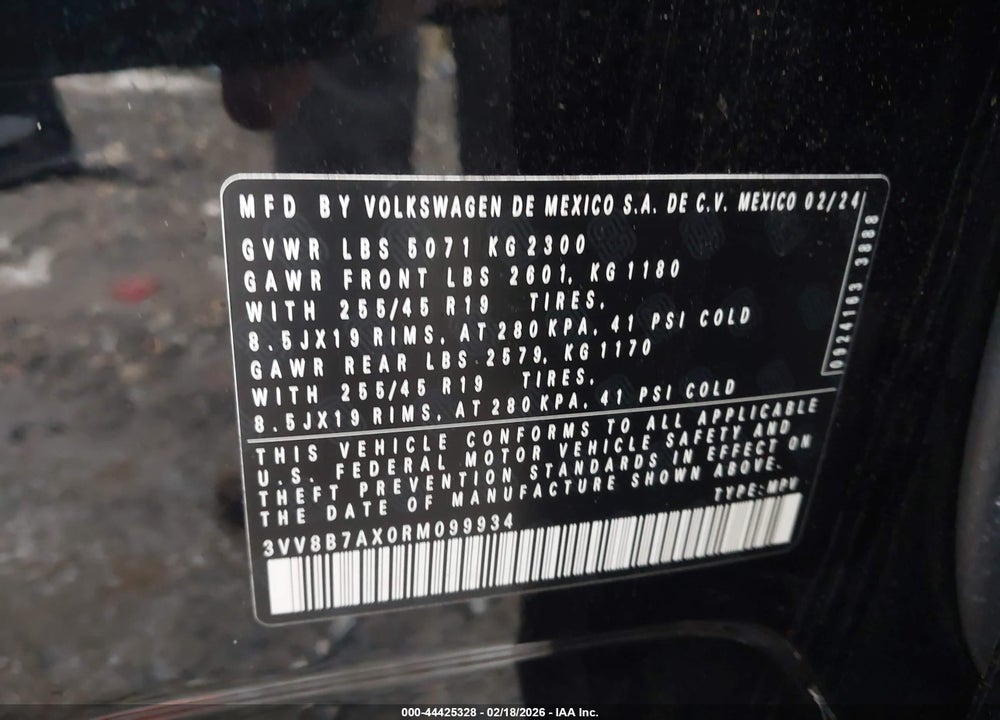 2024 VOLKSWAGEN TIGUAN 2.0T SE R-LINE BLACK VIN: 3VV8B7AX0RM099934