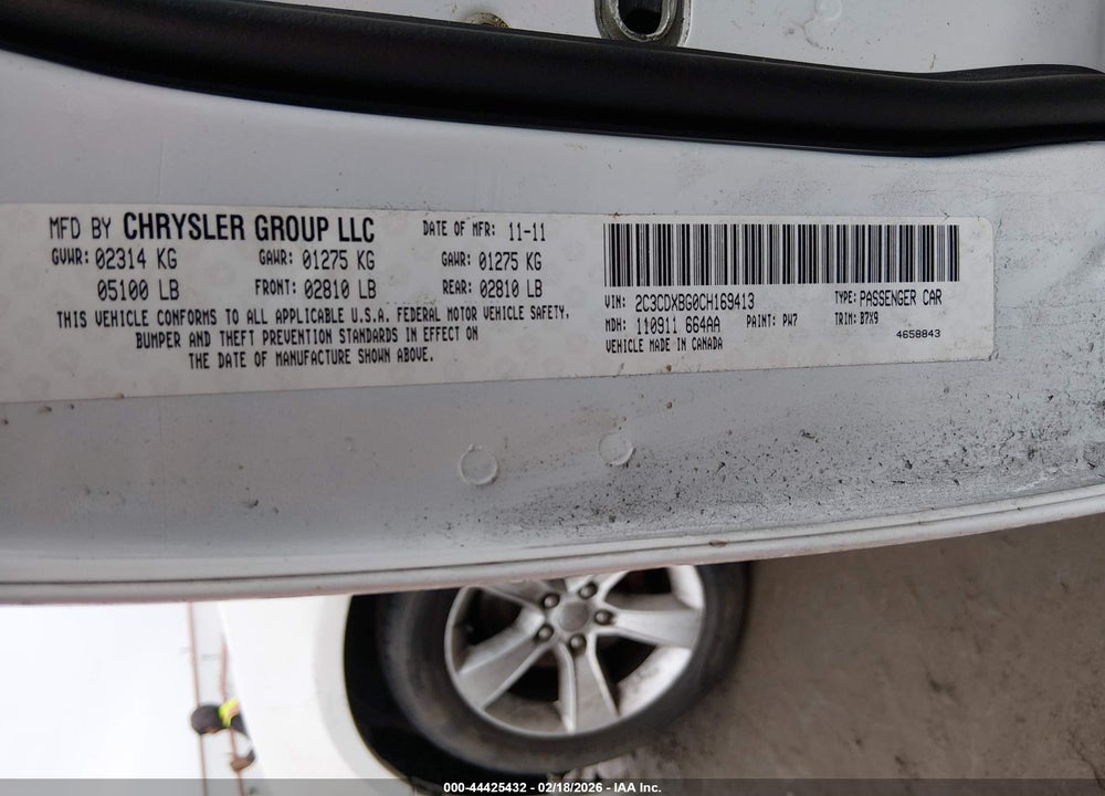 2012 DODGE CHARGER SE VIN: 2C3CDXBG0CH169413