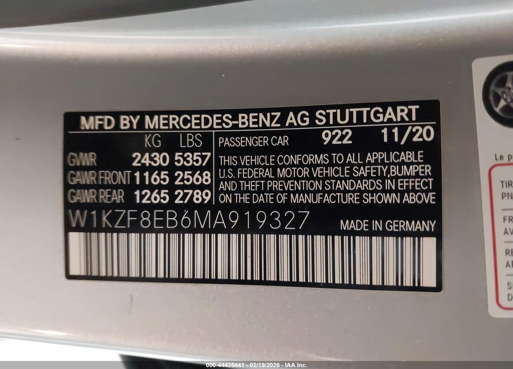 2021 MERCEDES-BENZ E 350 4MATIC VIN: W1KZF8EB6MA919327