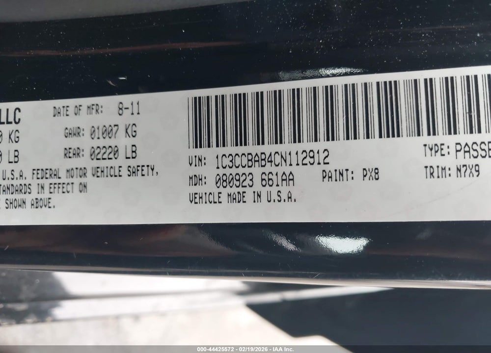 2012 CHRYSLER 200 LX VIN: 1C3CCBAB4CN112912