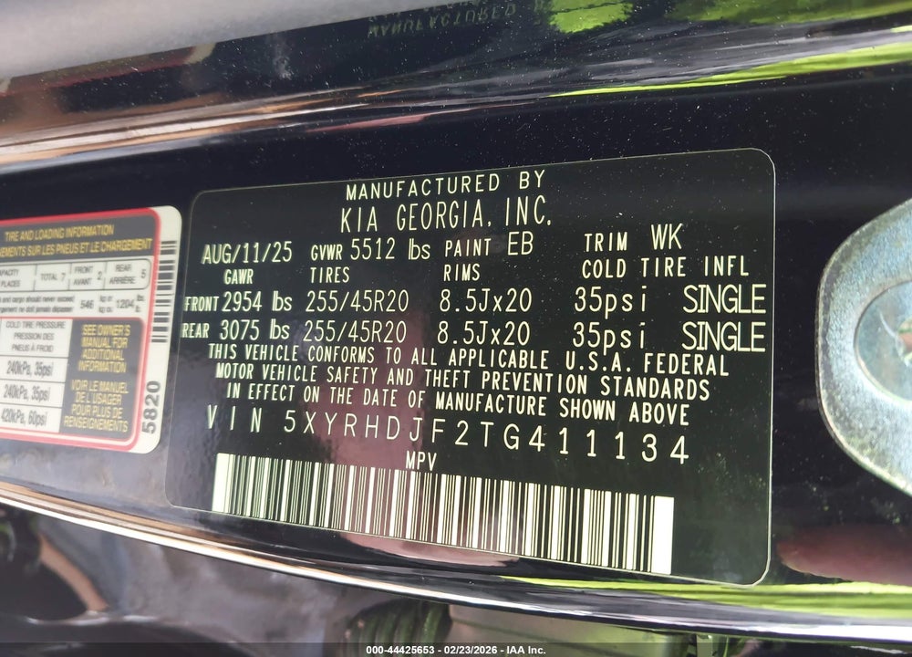 2026 KIA SORENTO EX VIN: 5XYRHDJF2TG411134