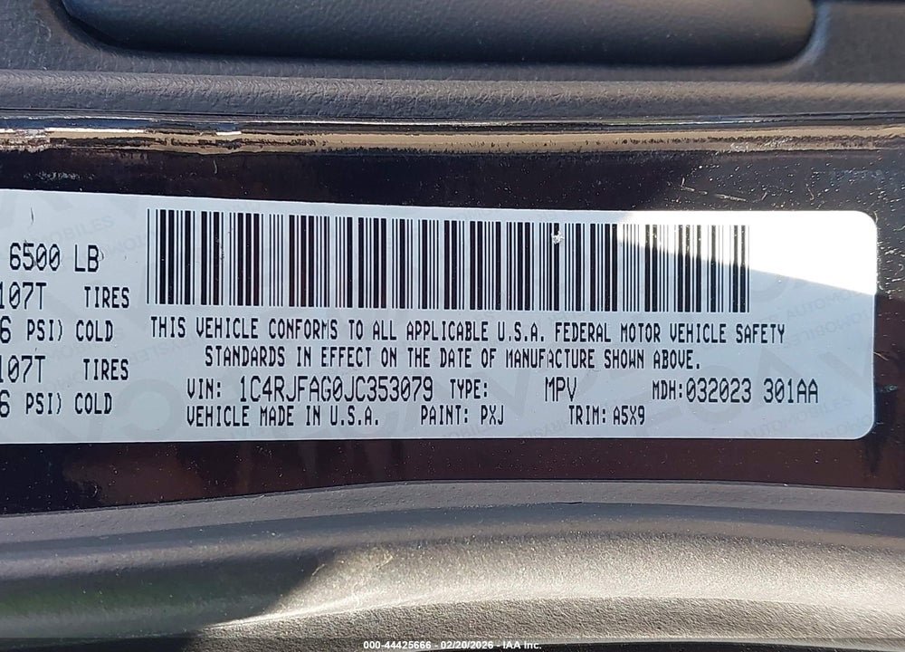2018 JEEP GRAND CHEROKEE UPLAND 4X4 VIN: 1C4RJFAG0JC353079
