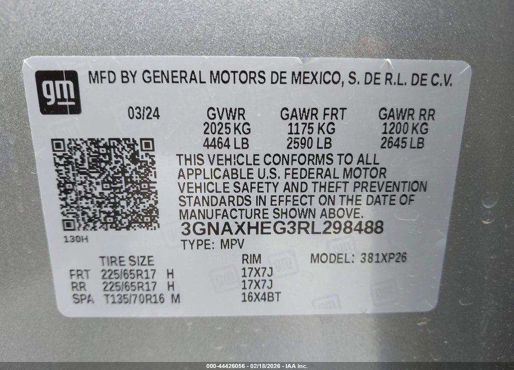 2024 CHEVROLET EQUINOX FWD LS VIN: 3GNAXHEG3RL298488
