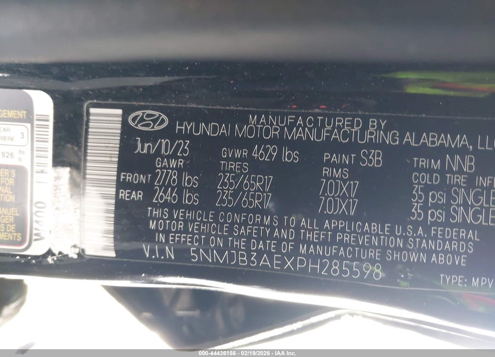 2023 HYUNDAI TUCSON SEL VIN: 5NMJB3AEXPH285598