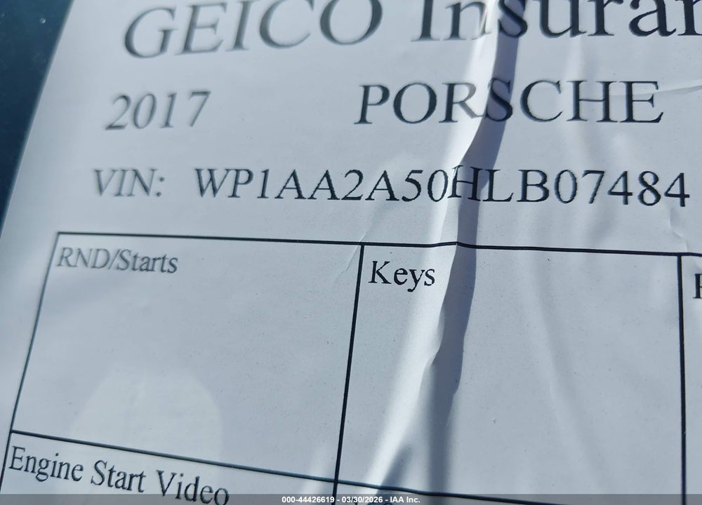 2017 PORSCHE MACAN VIN: WP1AA2A50HLB07484