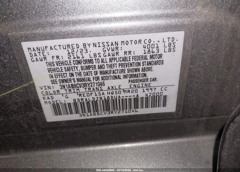 2024 NISSAN SENTRA SV XTRONIC CVT VIN: 3N1AB8CV3RY271046