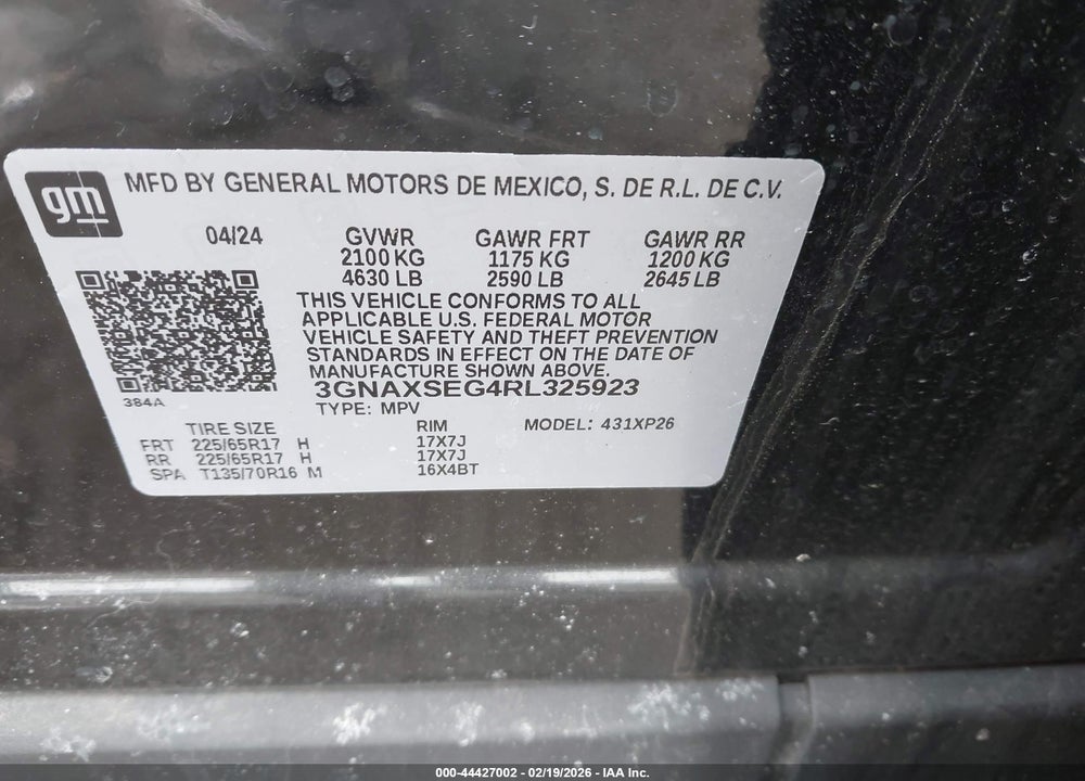 2024 CHEVROLET EQUINOX AWD LS VIN: 3GNAXSEG4RL325923