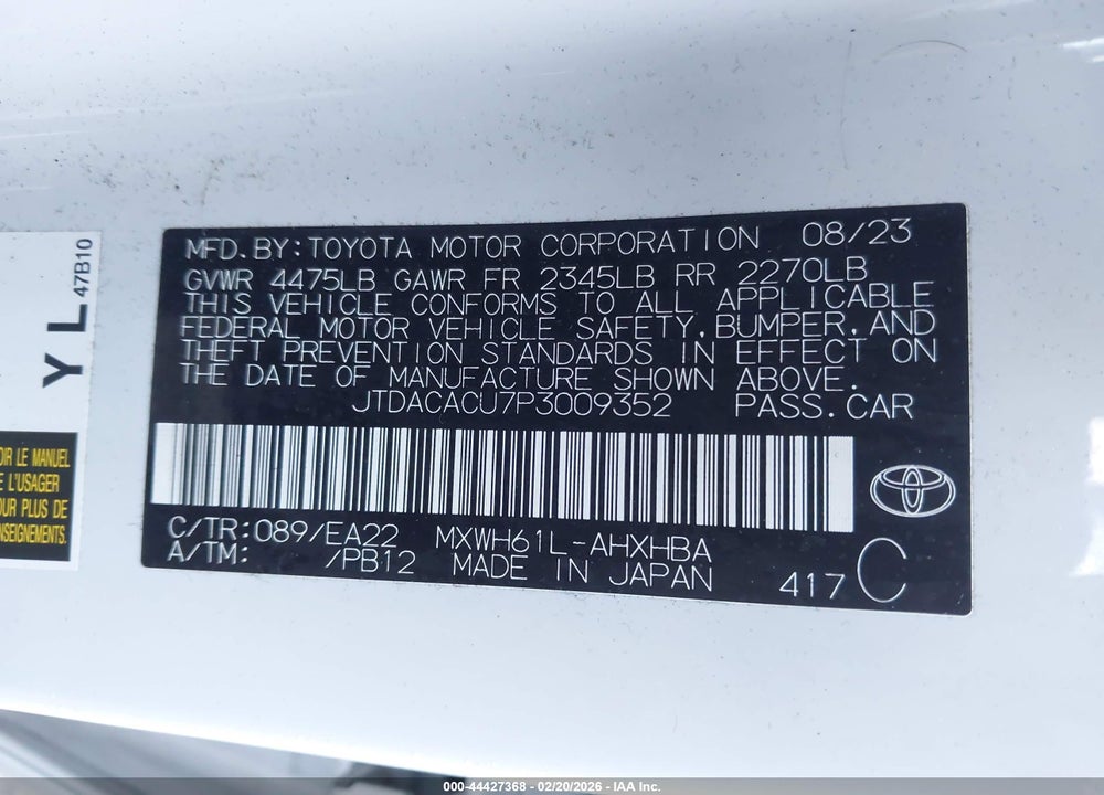 2023 TOYOTA PRIUS PRIME XSE PREMIUM VIN: JTDACACU7P3009352