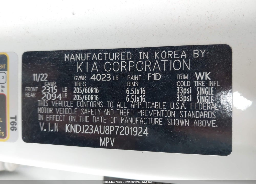 2023 KIA SOUL S VIN: KNDJ23AU8P7201924