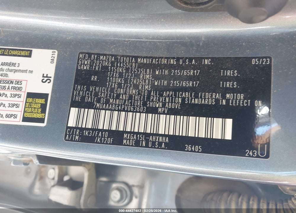 2023 TOYOTA COROLLA CROSS L VIN: 7MUAAABG4PV063603