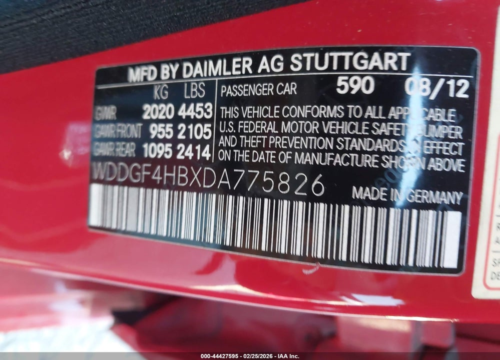2013 MERCEDES-BENZ C 250 SPORT VIN: WDDGF4HBXDA775826