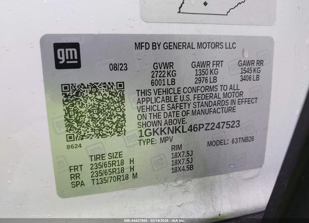 2023 GMC ACADIA FWD SLE VIN: 1GKKNKL46PZ247523