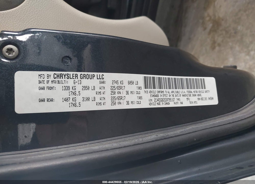 2013 DODGE GRAND CARAVAN SE VIN: 2C4RDGBG5DR795167